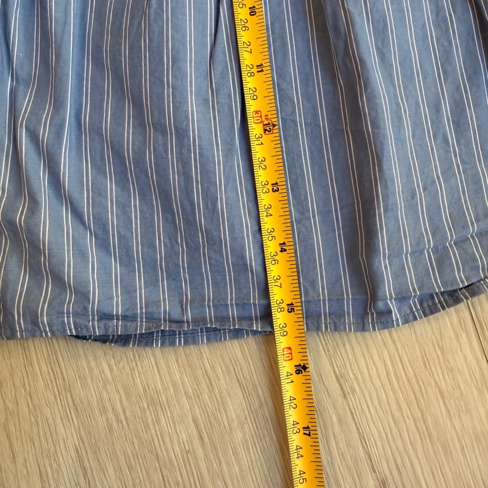 Madewell Blue White Pinstripe Button Front Tiered Cotton Mini Skirt Size Small - Picture 8 of 8